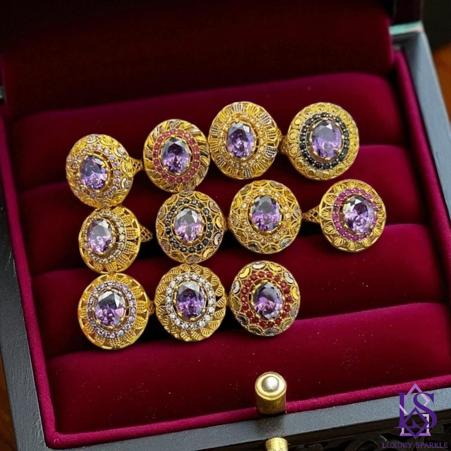Gold plated stone rings