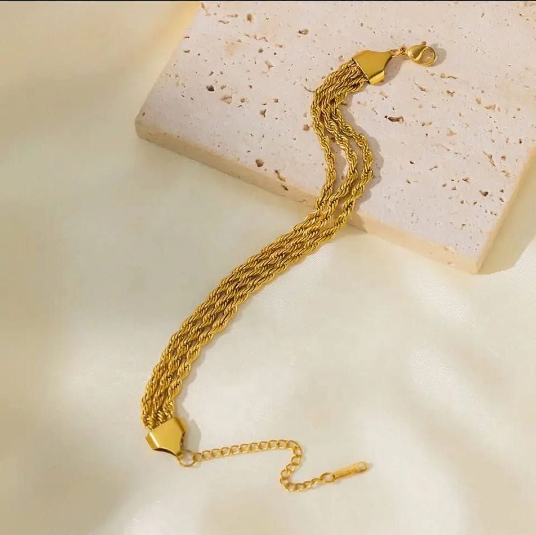 Stainless tri-rope style gold plated bracelet ✨️