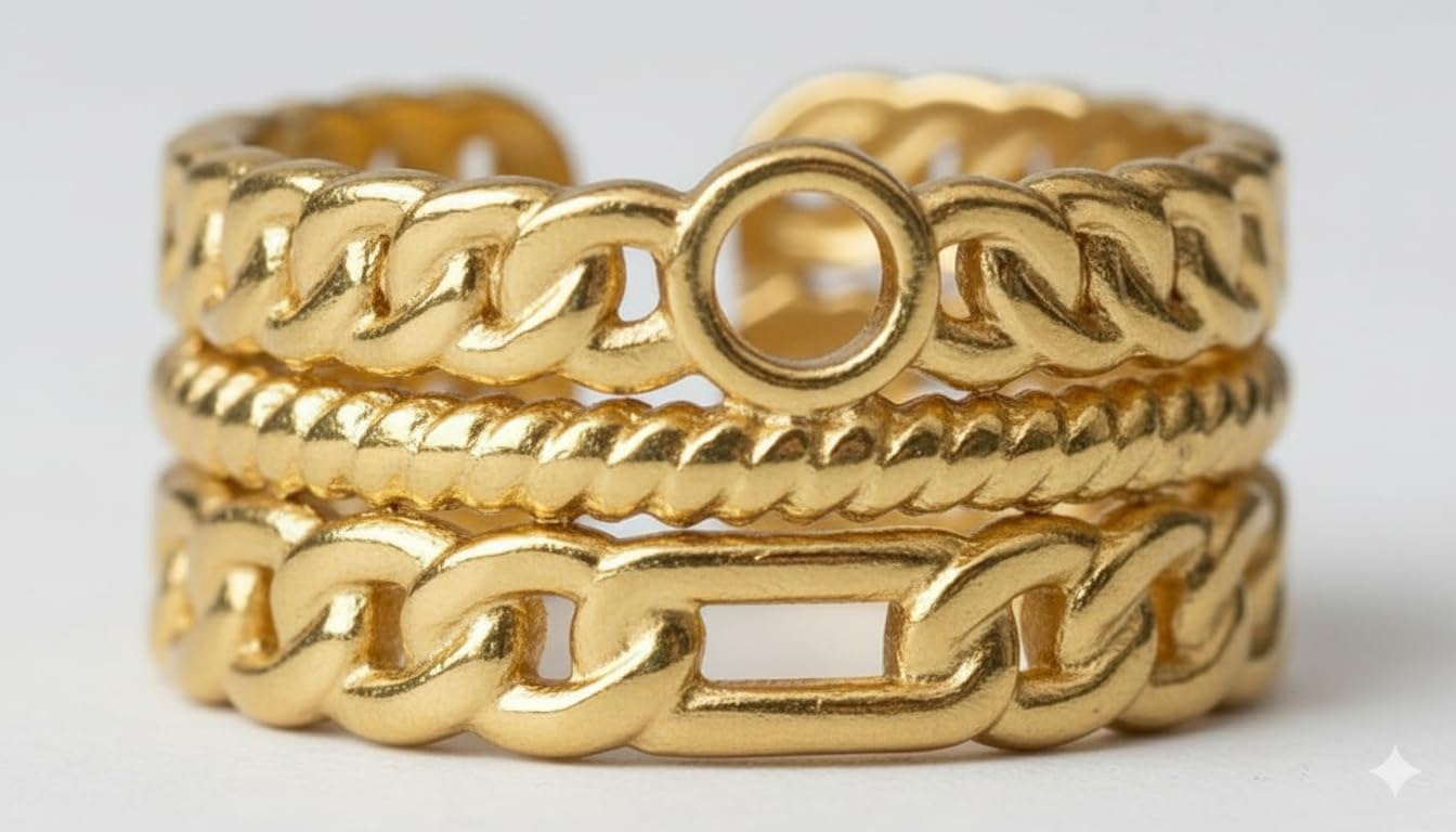 Stainless steel triple layer chain ring