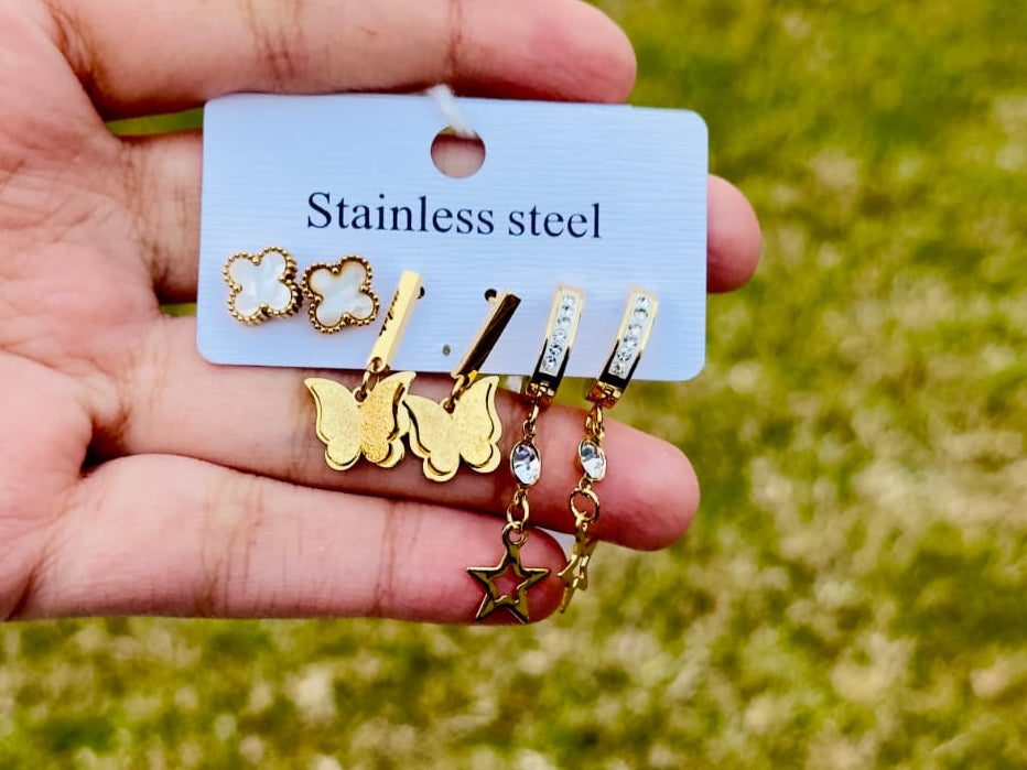 Earings studs set stainless steel