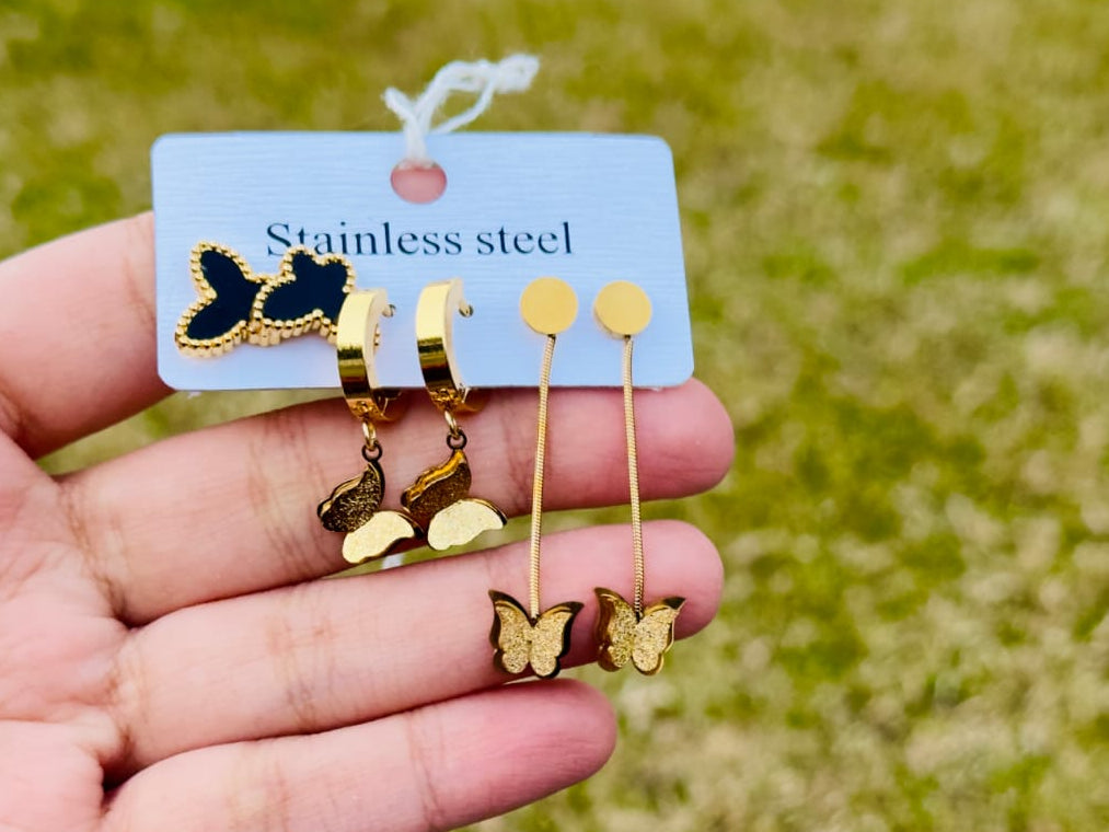 3pc set stainless steel earrings