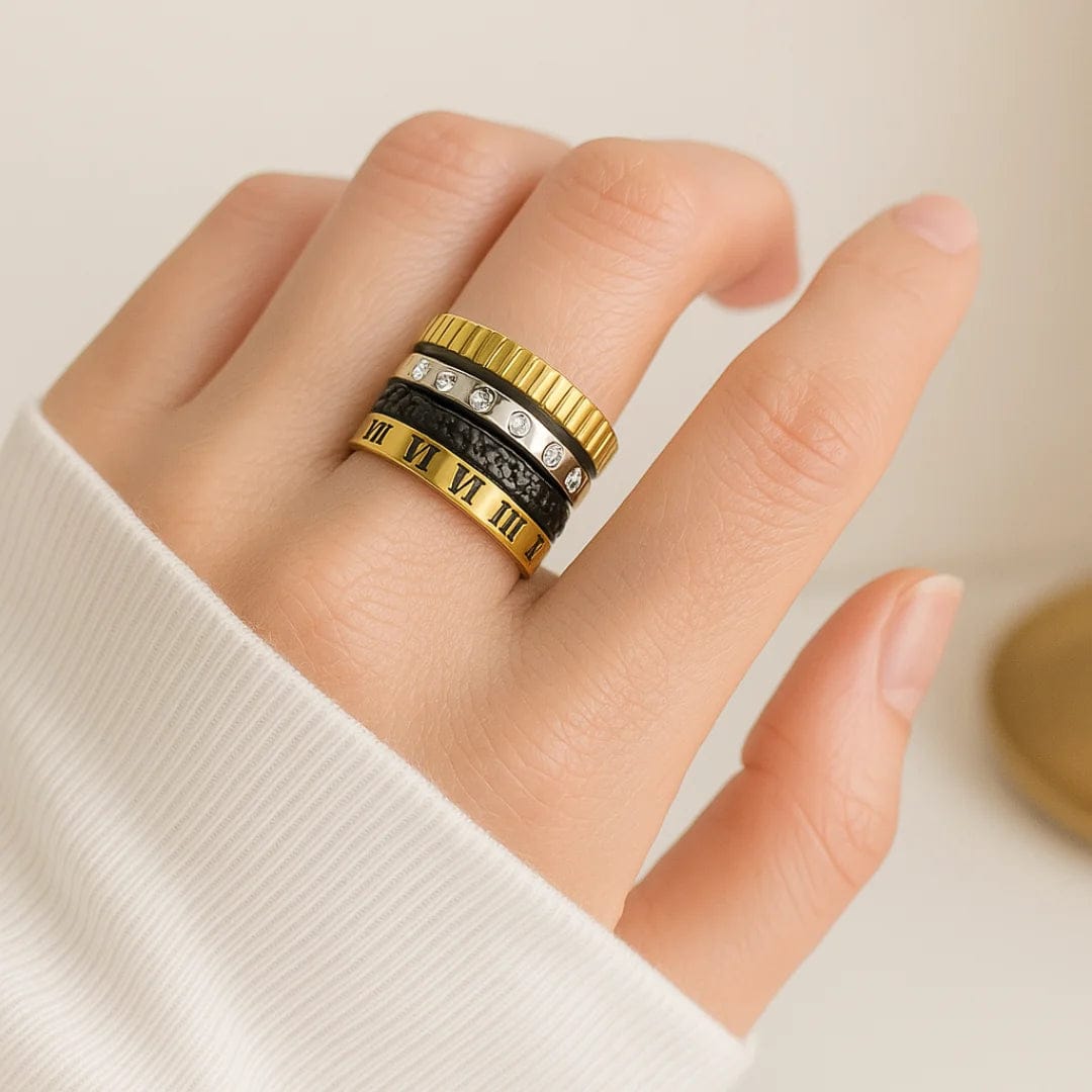 Bold roman multi layer unisex finger band-luxury statement design.
