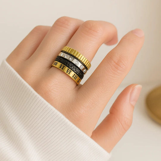 Bold Roman Multi Layer Unisex Finger Band