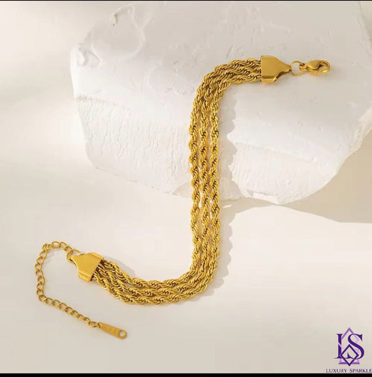 Stainless tri-rope style gold plated bracelet ✨️