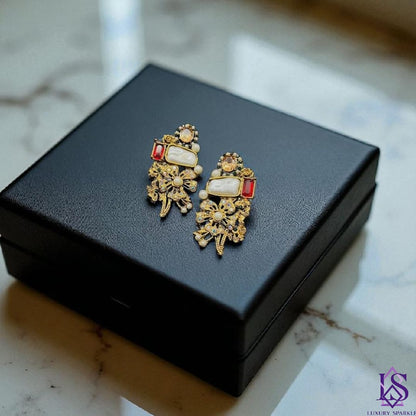 Turkish pearl stone earrings