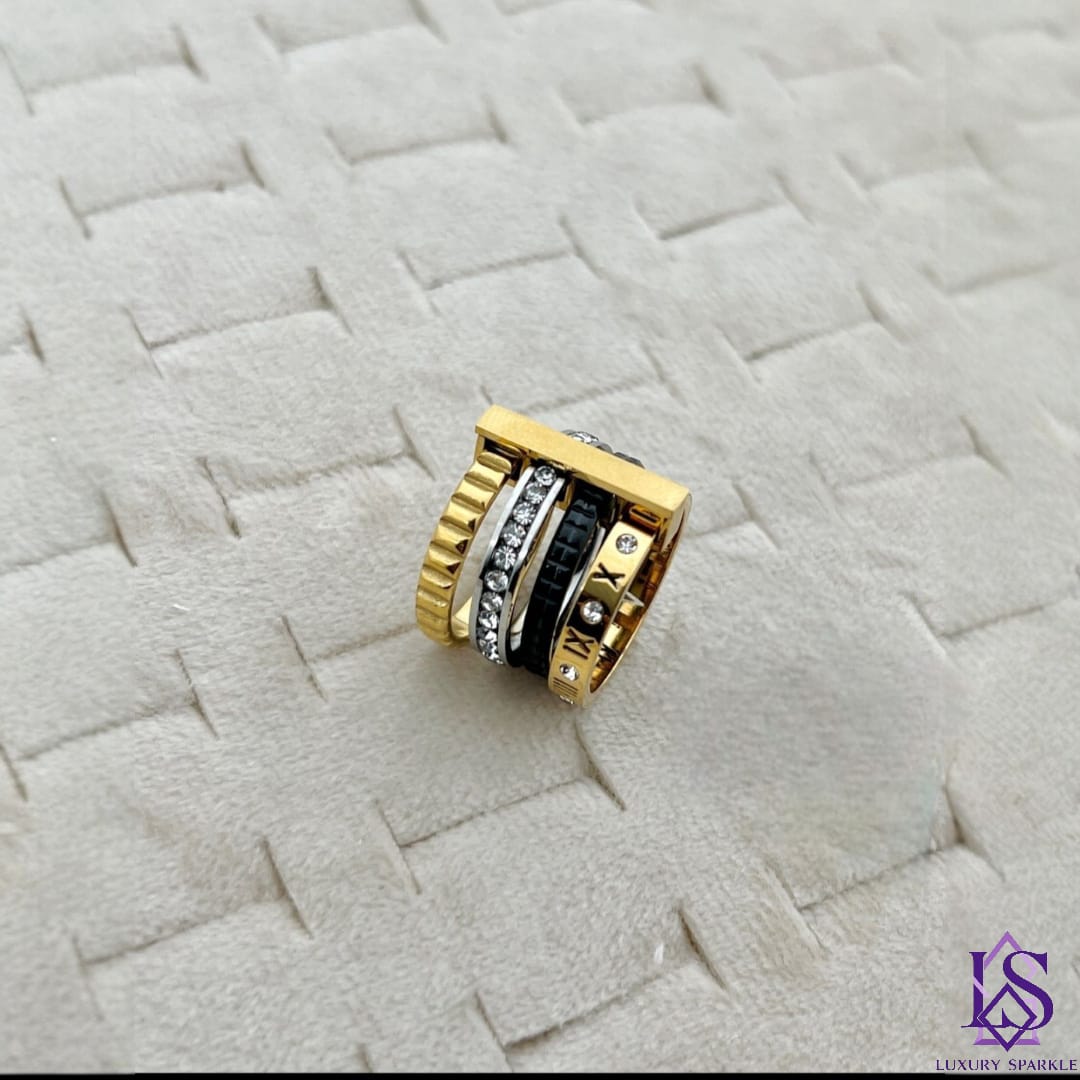 Bold roman multi layer unisex finger band-luxury statement design.