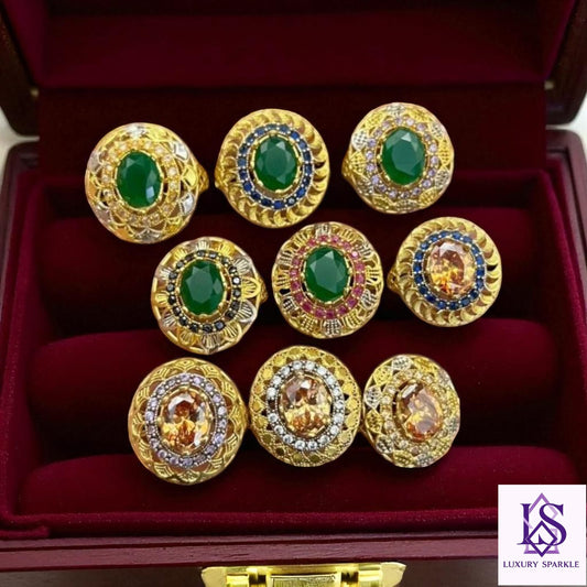 Gold plated stone rings