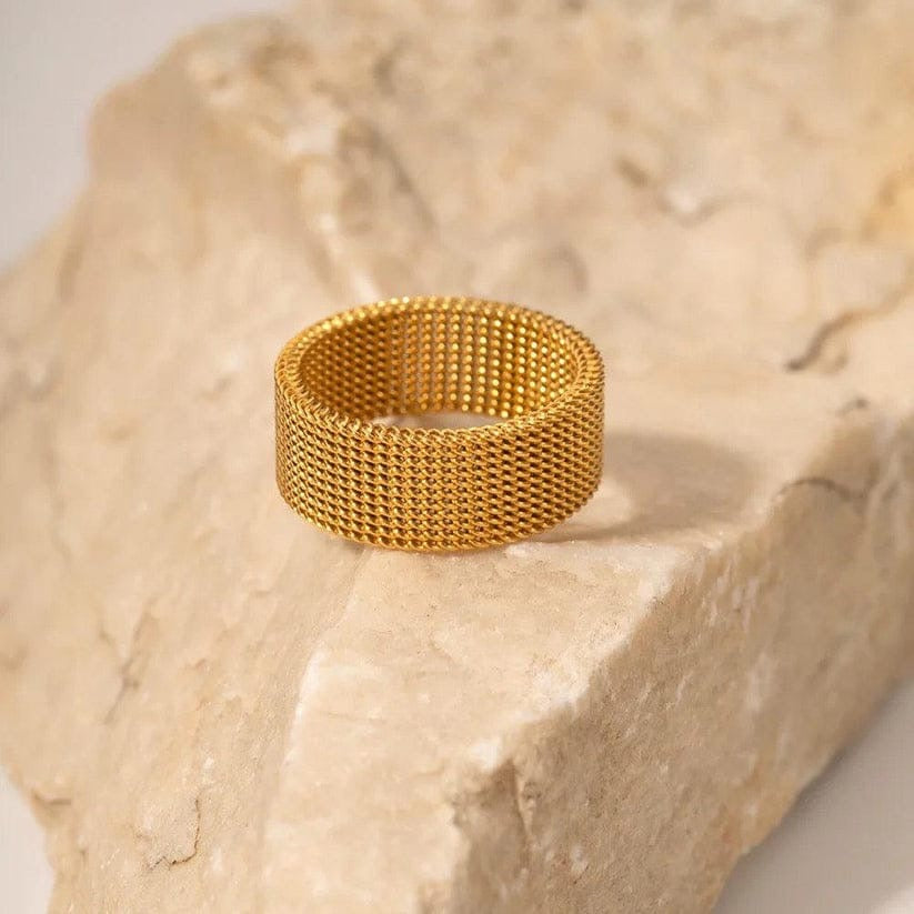 Elegant stainless steel mesh style unisex ring