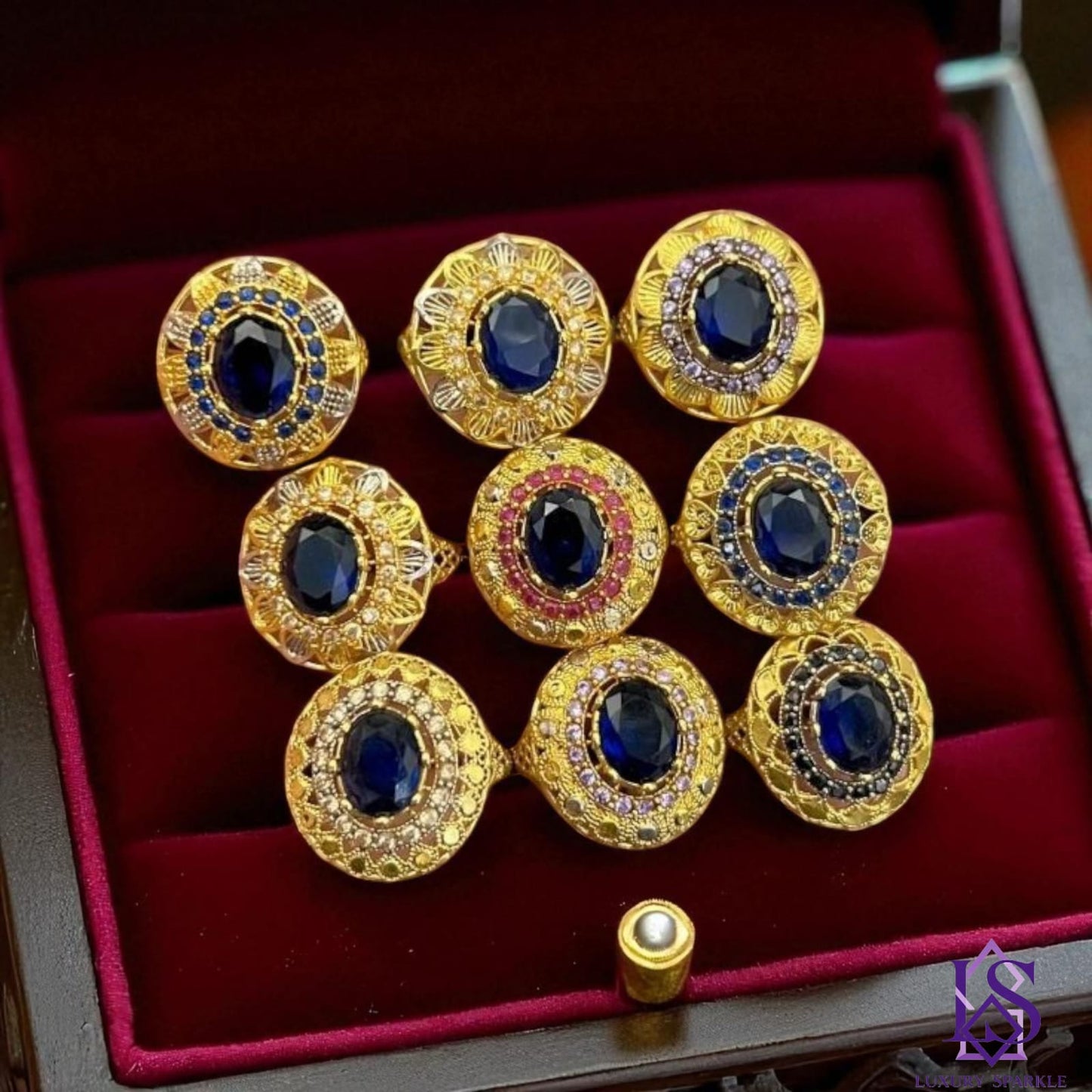 Gold plated stone rings