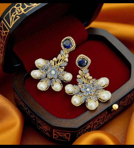 Turkish pearl zircon earings