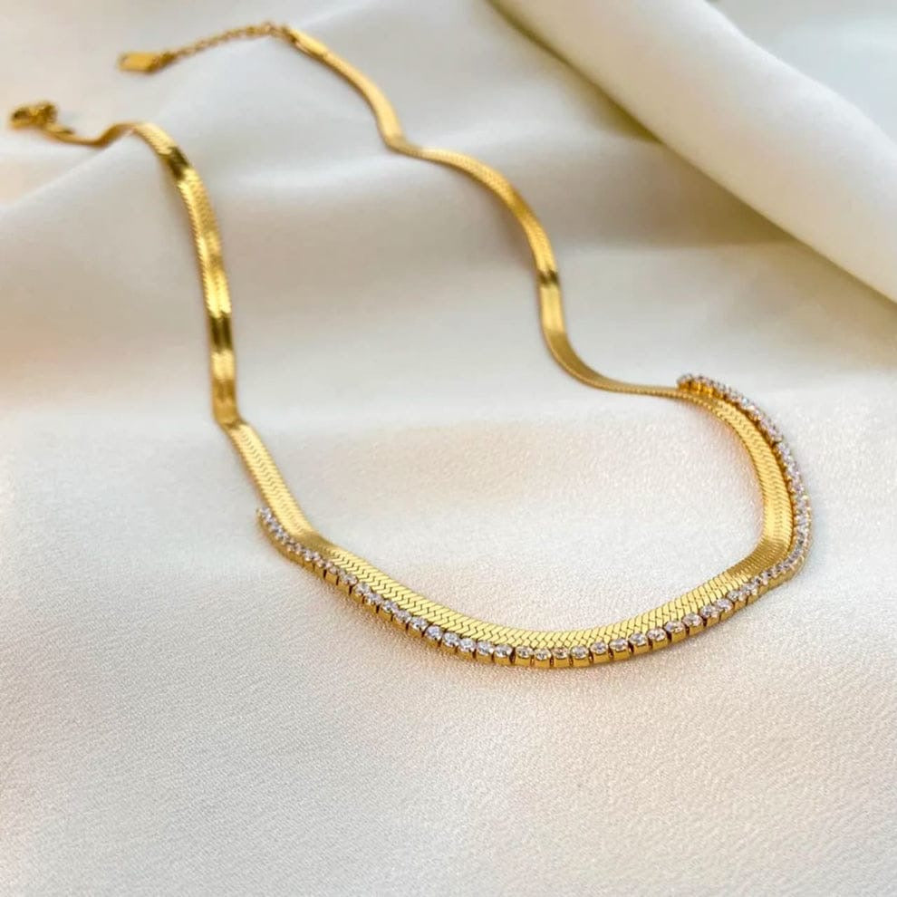 Elegant double snake-zirconia chain