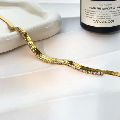 Elegant double snake-zirconia chain