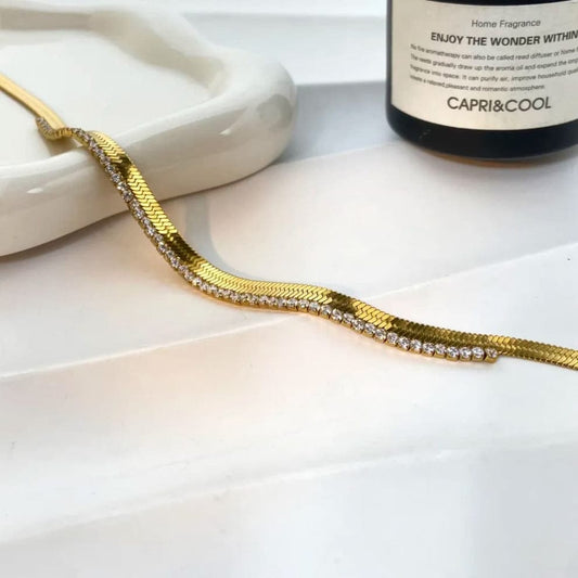 Elegant double snake-zirconia chain