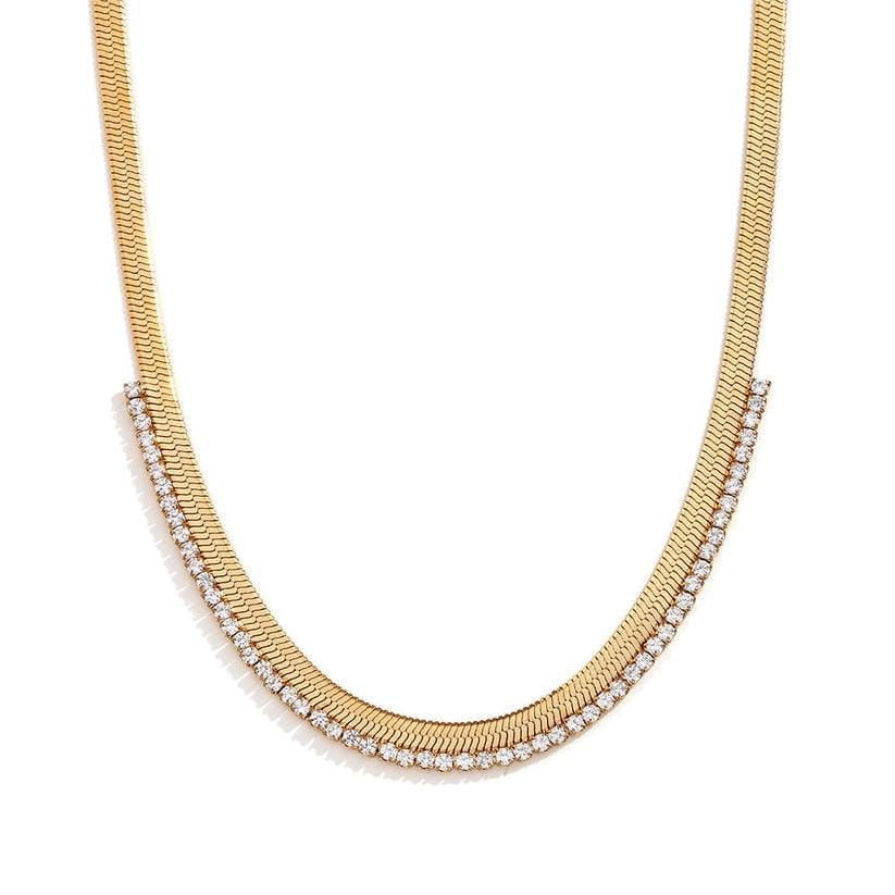 Elegant double snake-zirconia chain