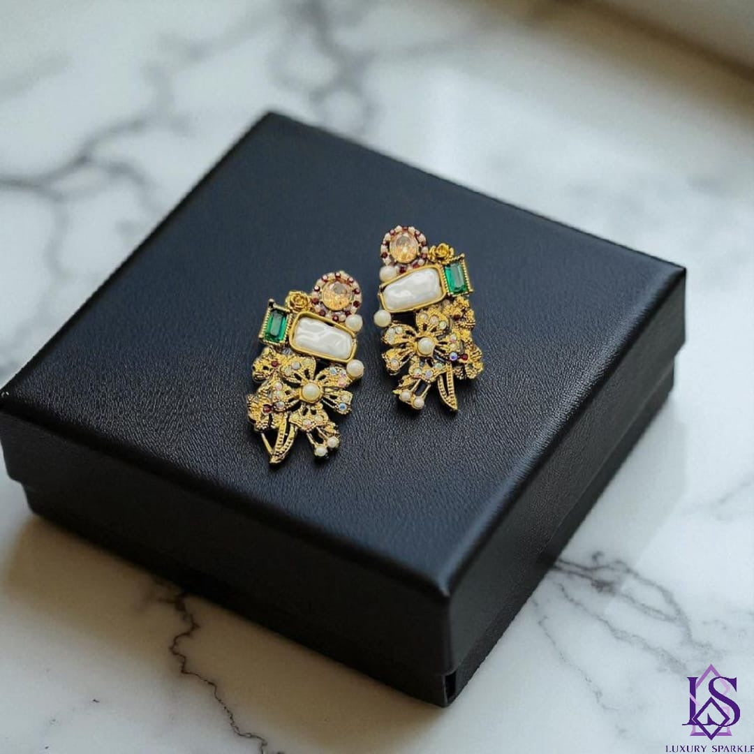 Turkish pearl stone earrings