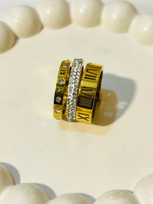 Stainless steel Roman triple layer ring