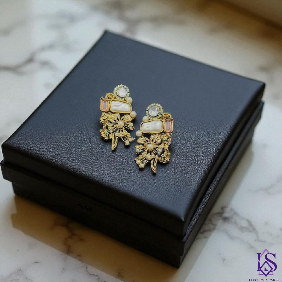 Turkish pearl stone earrings