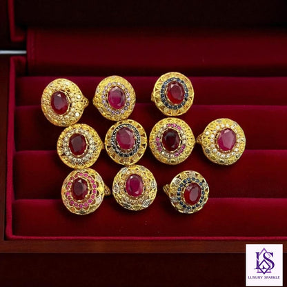 Gold plated stone rings