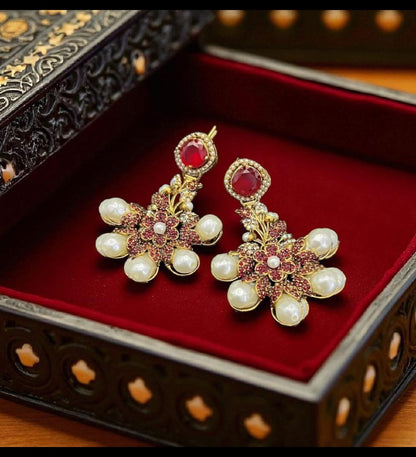 Turkish pearl zircon earings