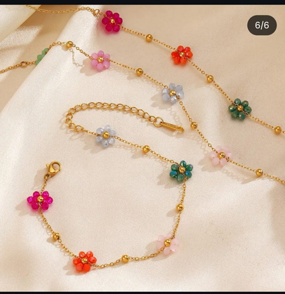Beautiful floral beaded necklace set
