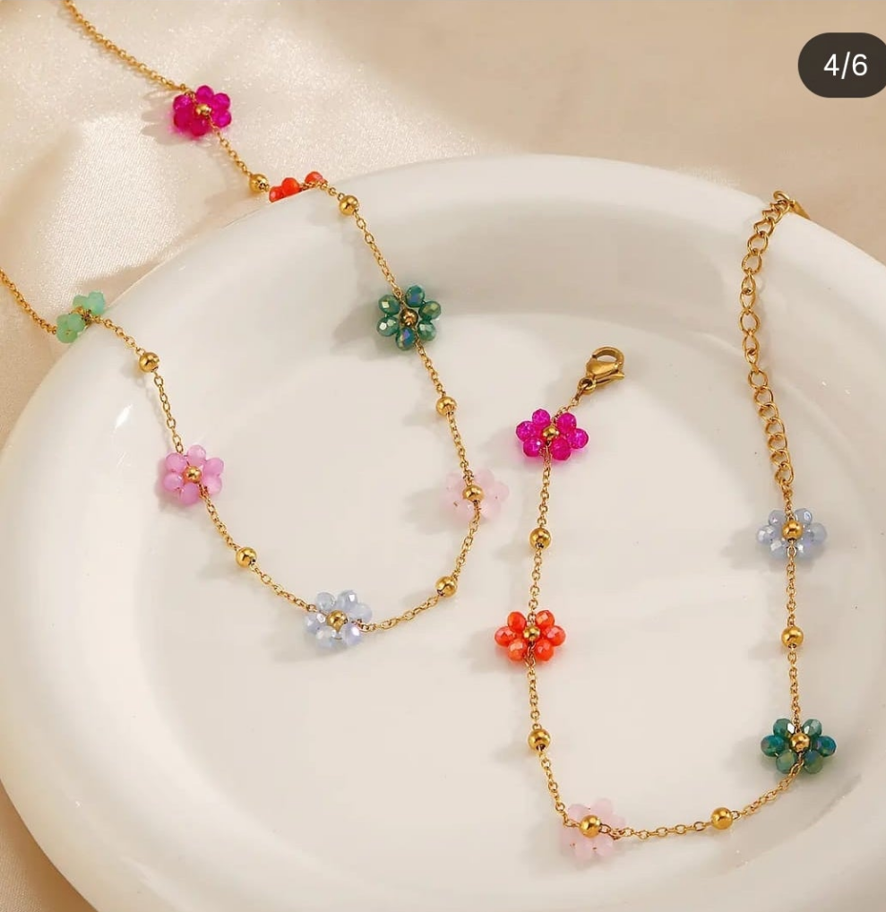 Beautiful floral beaded necklace set
