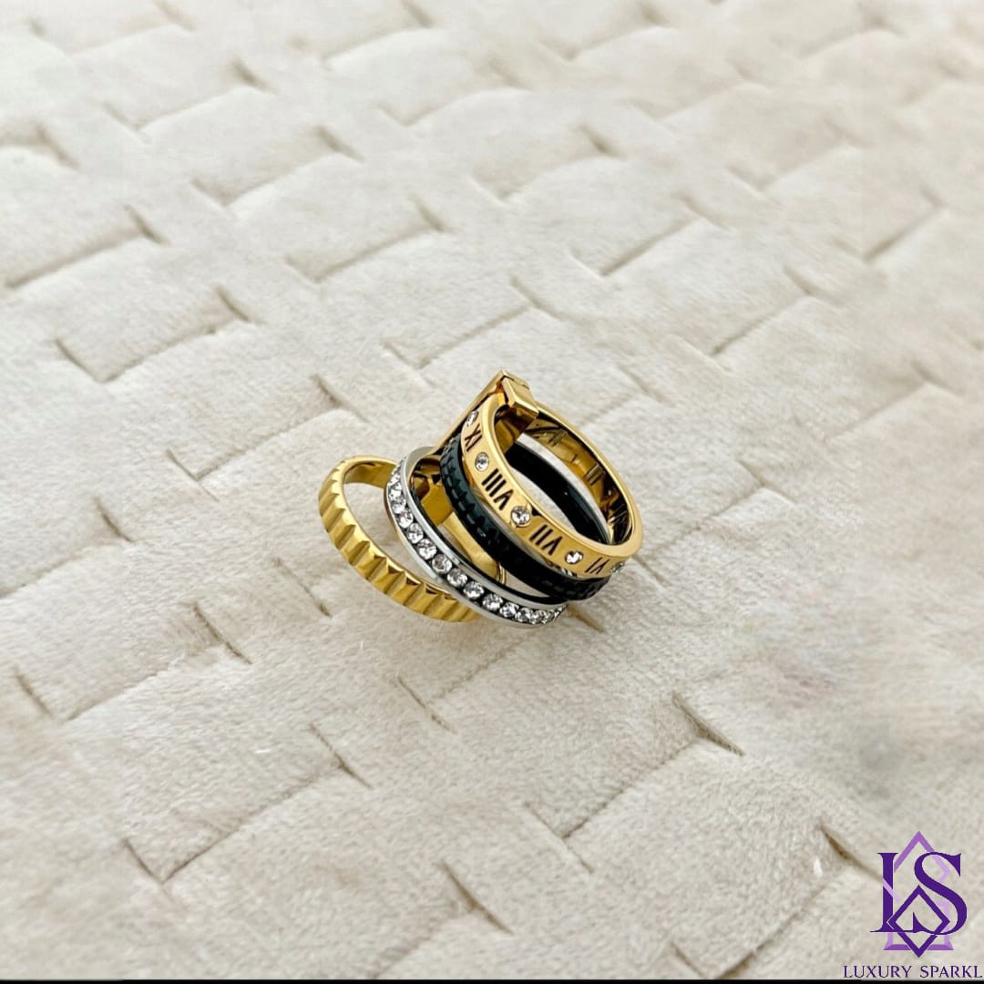 Bold roman multi layer unisex finger band-luxury statement design.