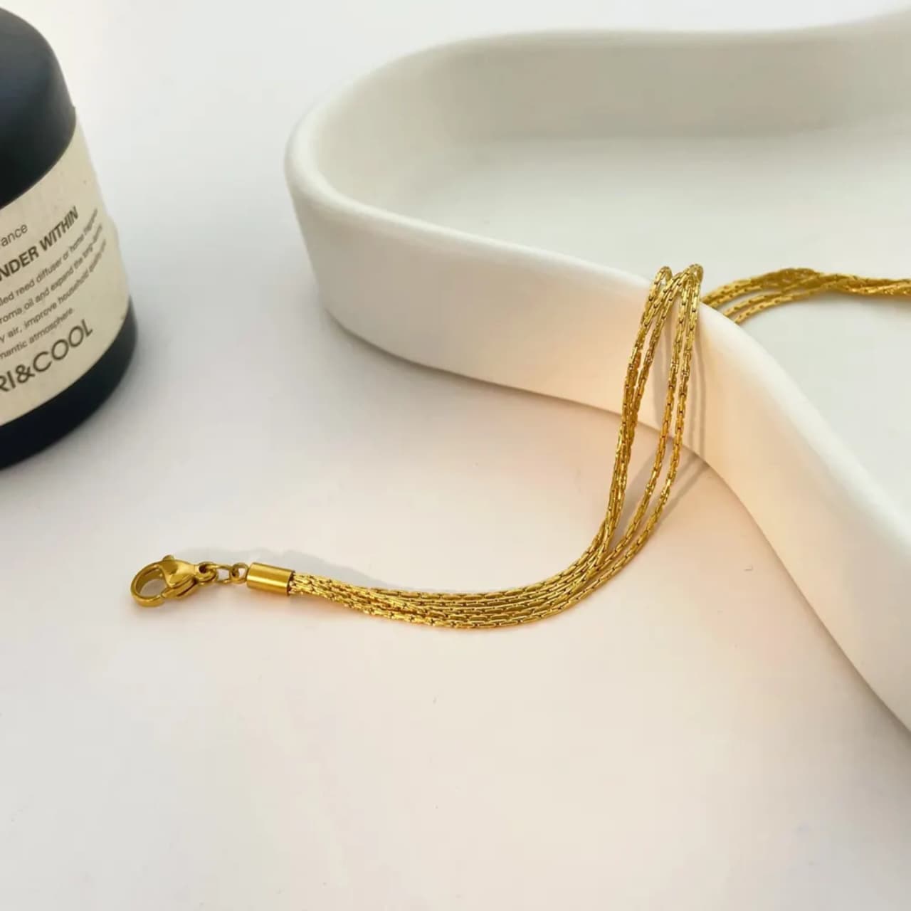 Slim chunky multilayer chain bracelet