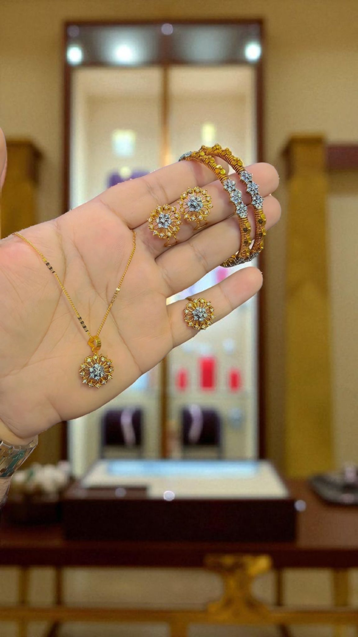 Diomand cut Ganga Jamni combo set