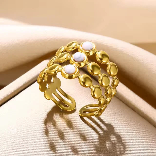 Triple layer pearl turkish ring