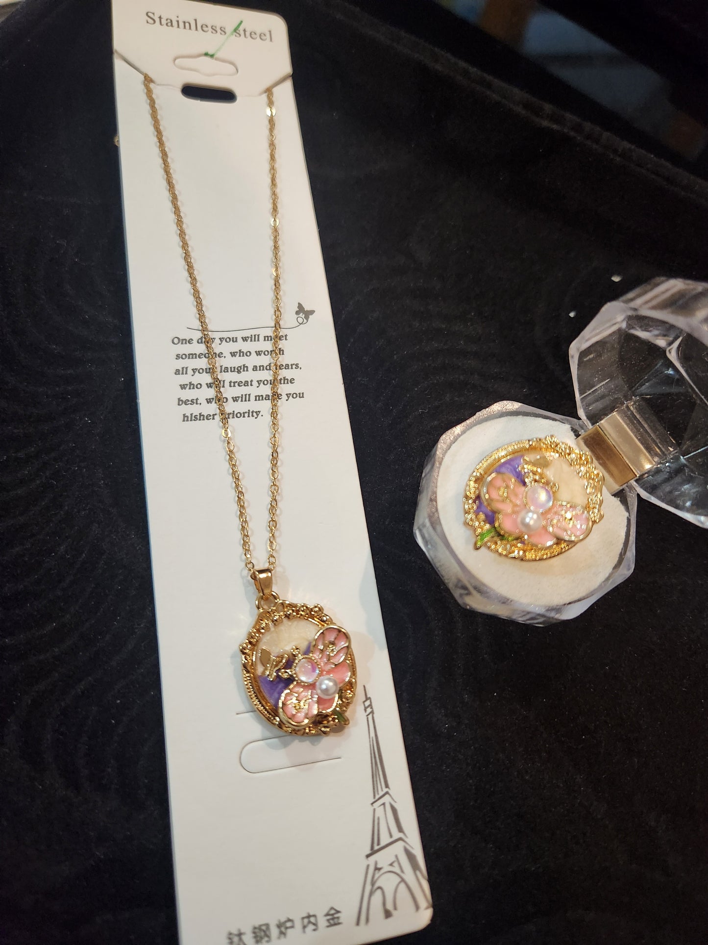 purple floral pendant