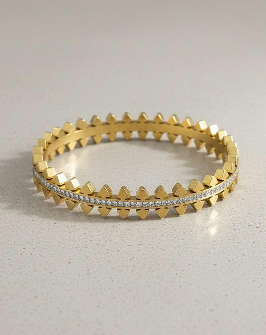 Gold diamond accented-geometrical handcuff