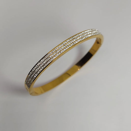 Gold plated triple line America diamond handcuff