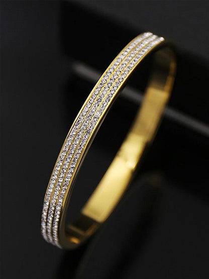 Gold plated triple line America diamond handcuff