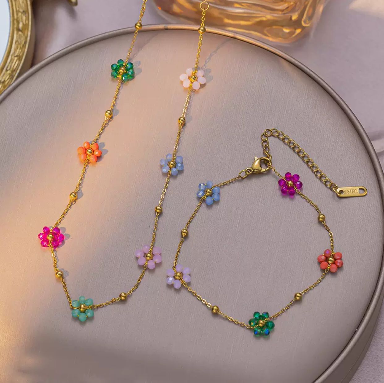Beautiful floral beaded necklace set
