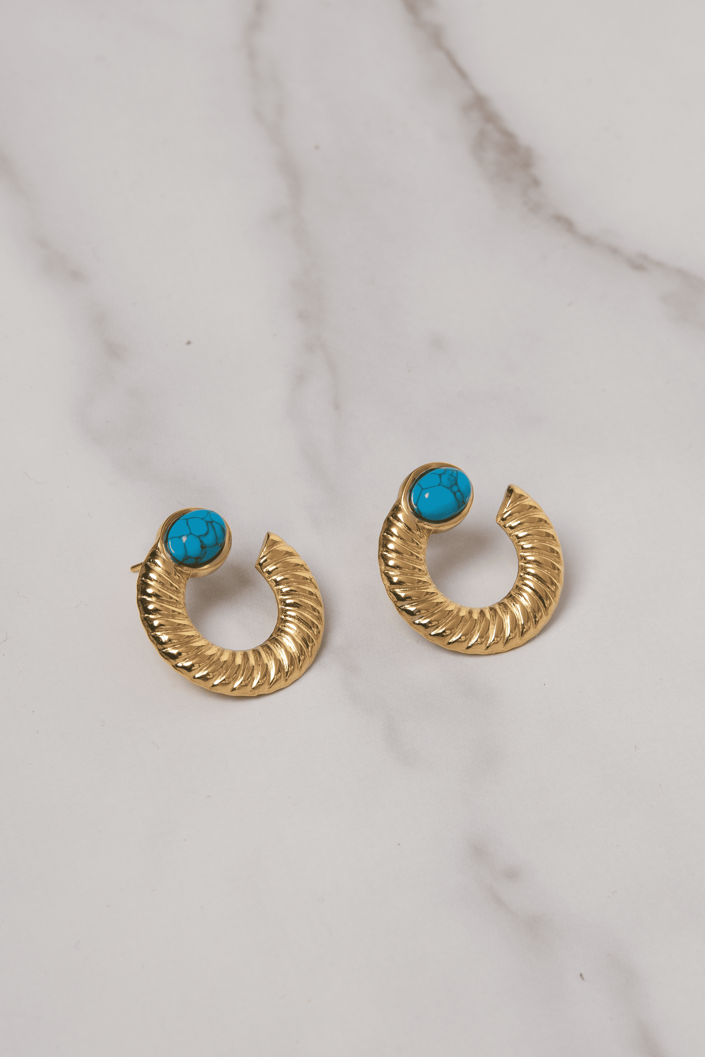 French vintage turquoise half moon hoops