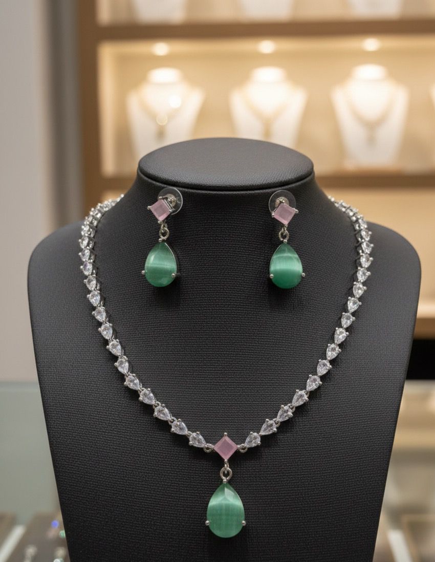 Delicate American diamond zircon stone set